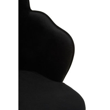 Orsina Tian Black Velvet Dining Chair | Scalloped Back with Gold Legs