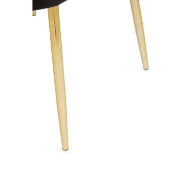 Orsina Tian Black Velvet Dining Chair | Scalloped Back with Gold Legs