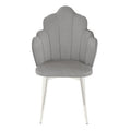 Orsina Tian Grey Velvet Accent Chair – Scalloped Back & Chrome Legs