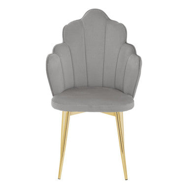 Orsina Tian Grey Velvet Dining Chair | Scalloped Back with Gold Legs