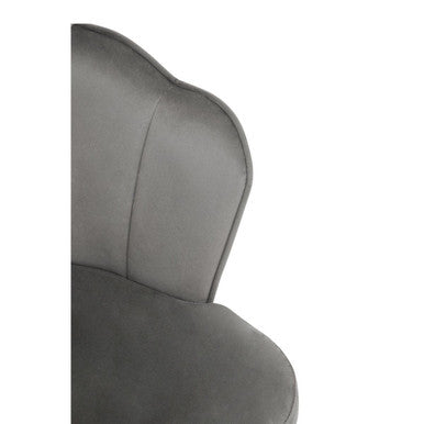Orsina Tian Grey Velvet Dining Chair | Scalloped Back with Gold Legs