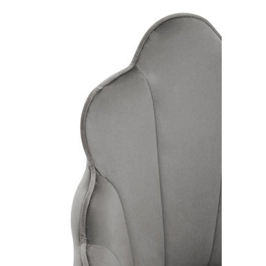 Orsina Tian Grey Velvet Dining Chair | Scalloped Back with Gold Legs