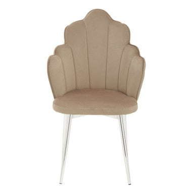 Orsina Tian Mink Velvet Dining Chair | Scalloped Back with Chrome Legs
