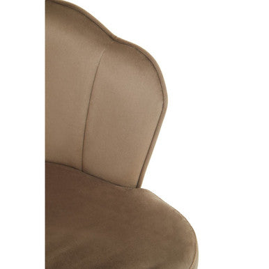 Orsina Tian Mink Velvet Dining Chair | Scalloped Back with Chrome Legs