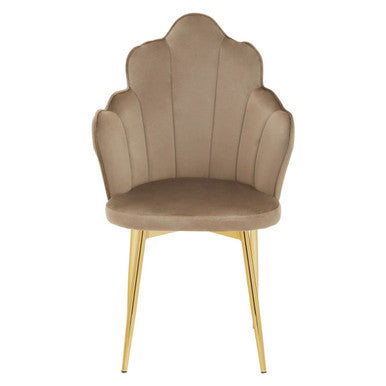 Orsina Tian Mink Velvet Dining Chair | Scalloped Back with Gold Legs