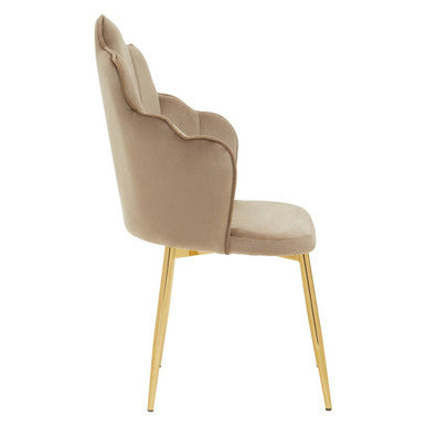 Orsina Tian Mink Velvet Dining Chair | Scalloped Back with Gold Legs