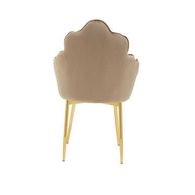 Orsina Tian Mink Velvet Dining Chair | Scalloped Back with Gold Legs