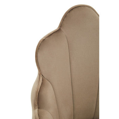 Orsina Tian Mink Velvet Dining Chair | Scalloped Back with Gold Legs