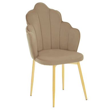 Orsina Tian Mink Velvet Dining Chair | Scalloped Back with Gold Legs