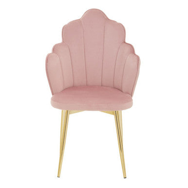 Orsina Tian Pink Velvet Dining Chair | Scalloped Back & Gold Legs