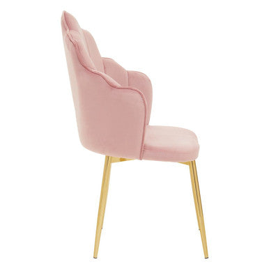 Orsina Tian Pink Velvet Dining Chair | Scalloped Back & Gold Legs
