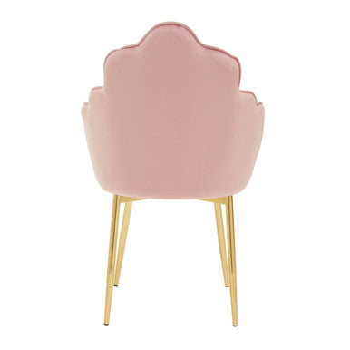 Orsina Tian Pink Velvet Dining Chair | Scalloped Back & Gold Legs