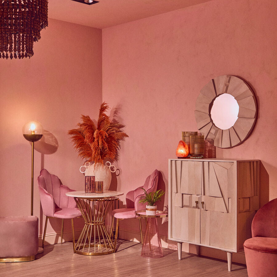 Orsina Tian Pink Velvet Dining Chair | Scalloped Back & Gold Legs