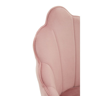 Orsina Tian Pink Velvet Dining Chair | Scalloped Back & Gold Legs