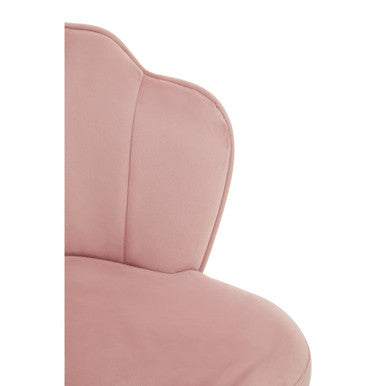 Orsina Tian Pink Velvet Dining Chair | Scalloped Back & Gold Legs