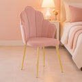 Orsina Tian Pink Velvet Dining Chair | Scalloped Back & Gold Legs