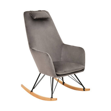 Orsina Stockholm Grey Velvet Rocking Chair – Modern Nursery Armchair