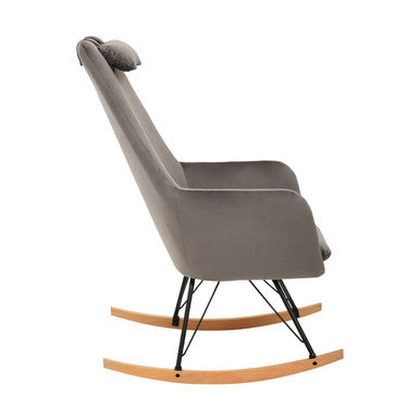 Orsina Stockholm Grey Velvet Rocking Chair – Modern Nursery Armchair