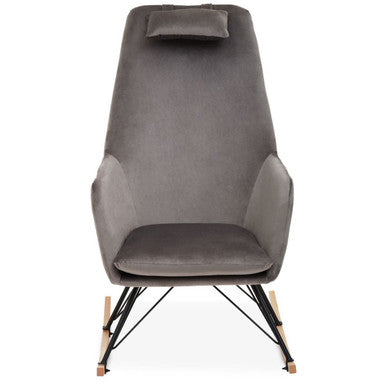 Orsina Stockholm Grey Velvet Rocking Chair – Modern Nursery Armchair