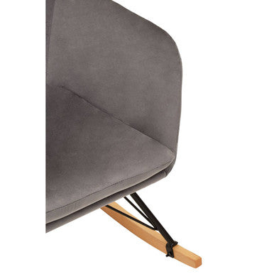 Orsina Stockholm Grey Velvet Rocking Chair – Modern Nursery Armchair