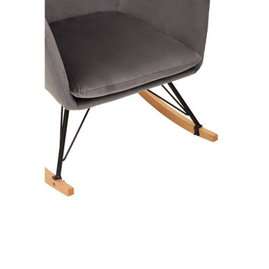 Orsina Stockholm Grey Velvet Rocking Chair – Modern Nursery Armchair