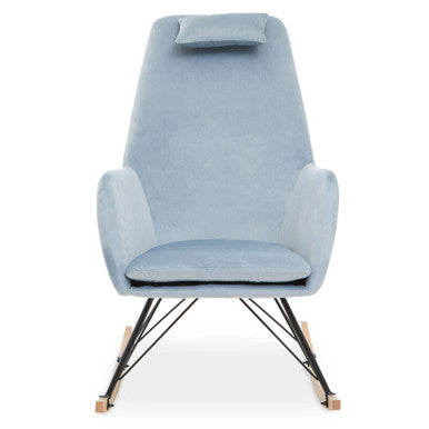 Orsina Stockholm Blue Velvet Rocking Chair | Modern Nursery Accent Seat