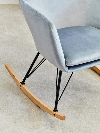 Orsina Stockholm Blue Velvet Rocking Chair | Modern Nursery Accent Seat