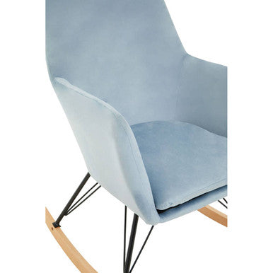 Orsina Stockholm Blue Velvet Rocking Chair | Modern Nursery Accent Seat