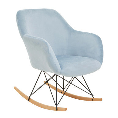 Orsina Stockholm Small Blue Velvet Rocking Chair | Compact Accent Seat