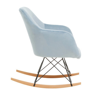 Orsina Stockholm Small Blue Velvet Rocking Chair | Compact Accent Seat