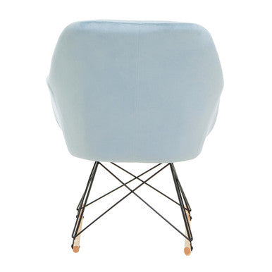 Orsina Stockholm Small Blue Velvet Rocking Chair | Compact Accent Seat