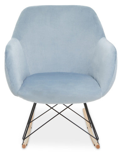 Orsina Stockholm Small Blue Velvet Rocking Chair | Compact Accent Seat