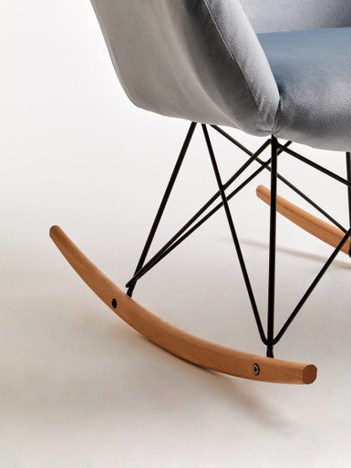 Orsina Stockholm Small Blue Velvet Rocking Chair | Compact Accent Seat