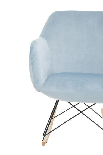 Orsina Stockholm Small Blue Velvet Rocking Chair | Compact Accent Seat