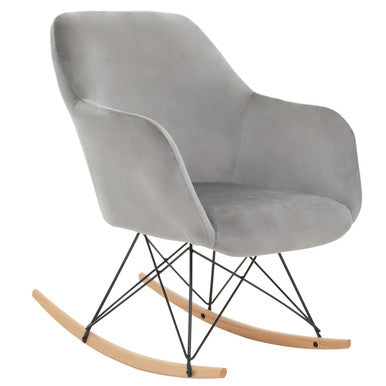 Orsina Stockholm Small Grey Velvet Rocking Chair | Modern Nursery Rocker