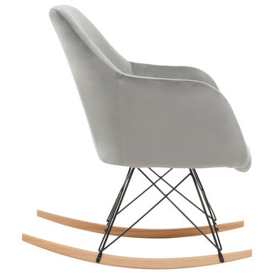 Orsina Stockholm Small Grey Velvet Rocking Chair | Modern Nursery Rocker