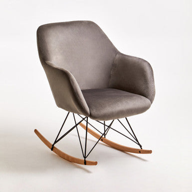 Orsina Stockholm Small Grey Velvet Rocking Chair | Modern Nursery Rocker