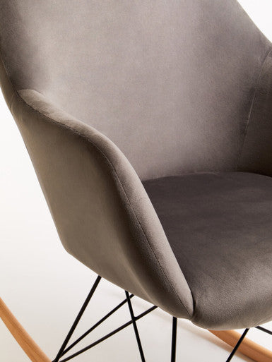 Orsina Stockholm Small Grey Velvet Rocking Chair | Modern Nursery Rocker