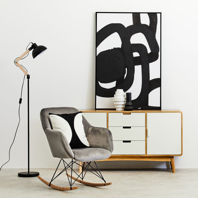 Orsina Stockholm Small Grey Velvet Rocking Chair | Modern Nursery Rocker