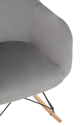 Orsina Stockholm Small Grey Velvet Rocking Chair | Modern Nursery Rocker