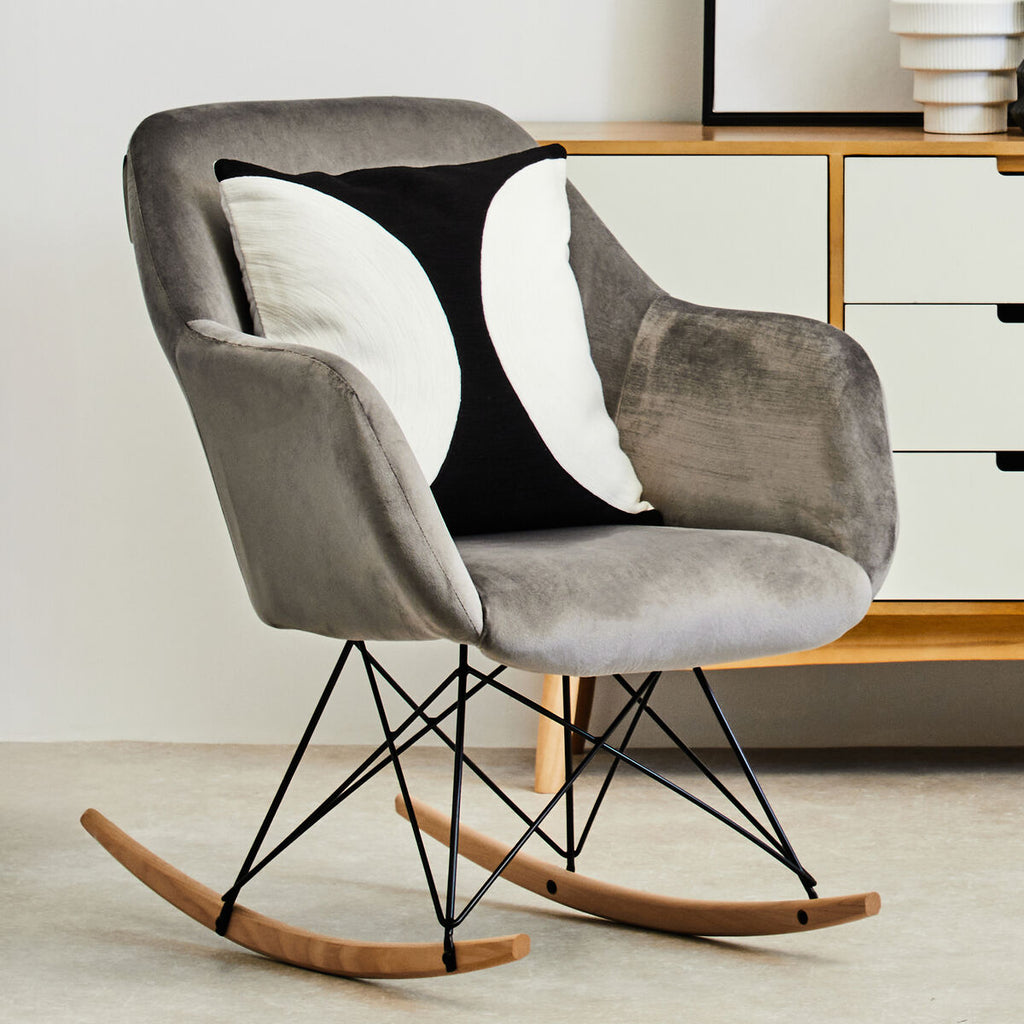 Orsina Stockholm Small Grey Velvet Rocking Chair | Modern Nursery Rocker