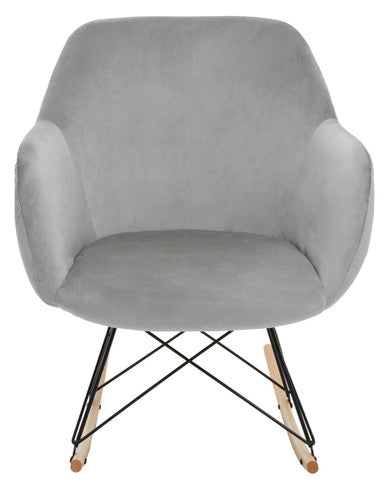 Orsina Stockholm Small Grey Velvet Rocking Chair | Modern Nursery Rocker