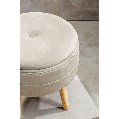 Orsina Ivy Mink Velvet Storage Stool – Round Ottoman with Hidden Space