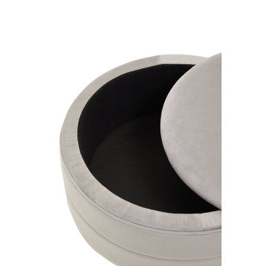 Orsina Ivy Mink Velvet Storage Stool – Round Ottoman with Hidden Space