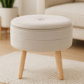 Orsina Ivy Mink Velvet Storage Stool – Round Ottoman with Hidden Space