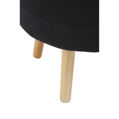Orsina Ivy Black Velvet Storage Stool – Round Padded Ottoman Seat