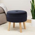 Orsina Ivy Black Velvet Storage Stool – Round Padded Ottoman Seat