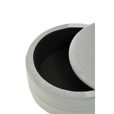 Orsina Ivy Grey Velvet Storage Stool – Round Vanity Ottoman Seat