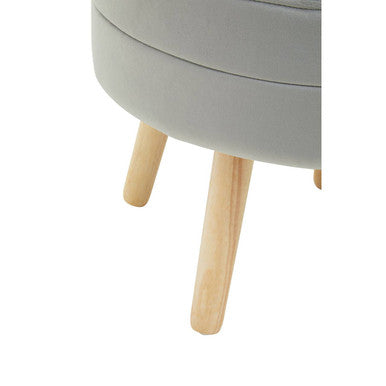 Orsina Ivy Grey Velvet Storage Stool – Round Vanity Ottoman Seat