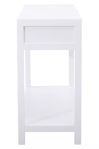 Orsina Sherman White Wooden Console Table with 2 Rattan Drawers